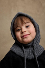 Drawstring Knitted Balaclava - Anthracite - TryAladdin