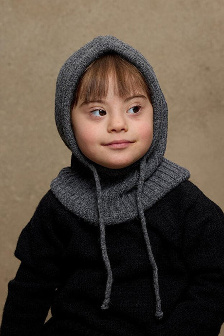 Drawstring Knitted Balaclava - Anthracite - TryAladdin