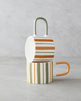 Premium New Bone China Mug   Dark Green Orange
