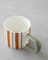 Premium New Bone China Mug   Dark Green Orange