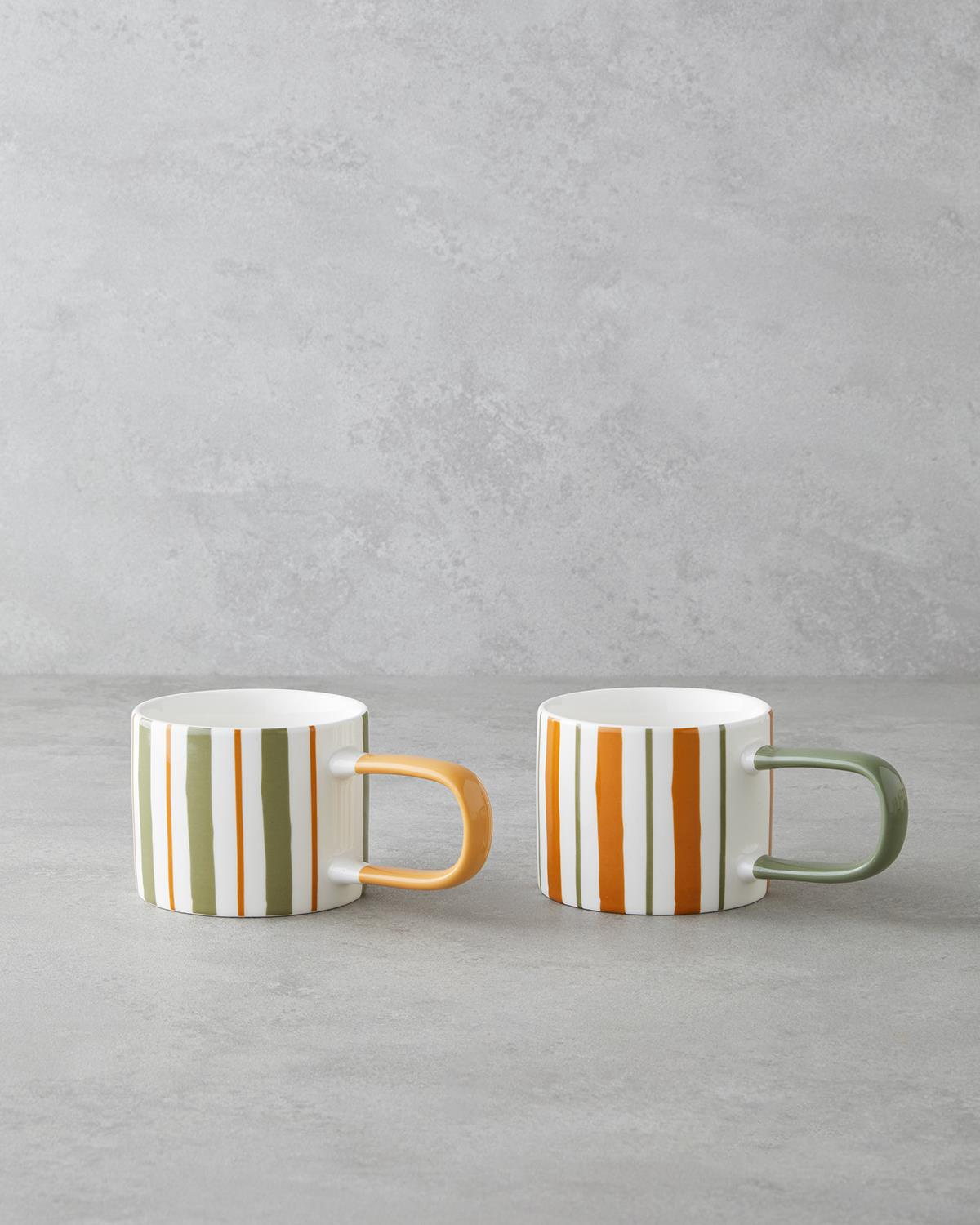 Premium New Bone China Coffee Mug Green Orange