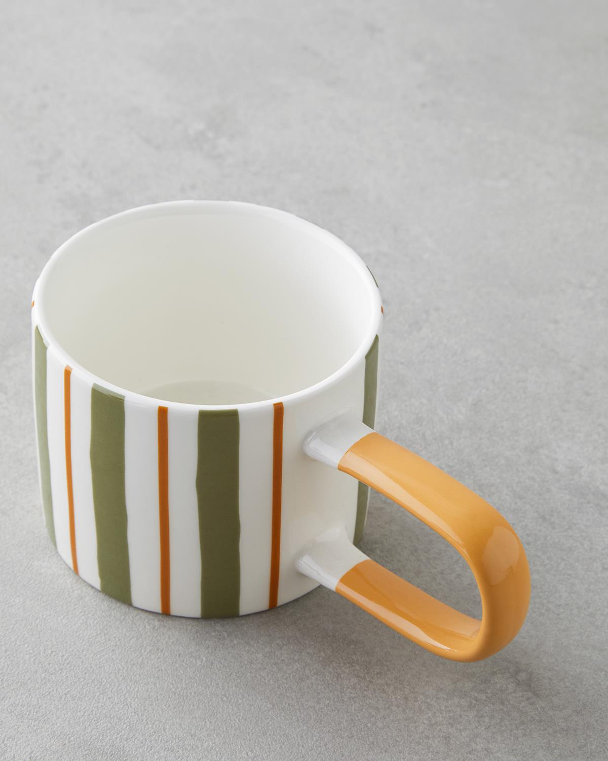 Premium New Bone China Coffee Mug Green Orange