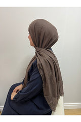 Dusty Coffee Crinkled Shawl - Soft & Breathable - TryAladdin