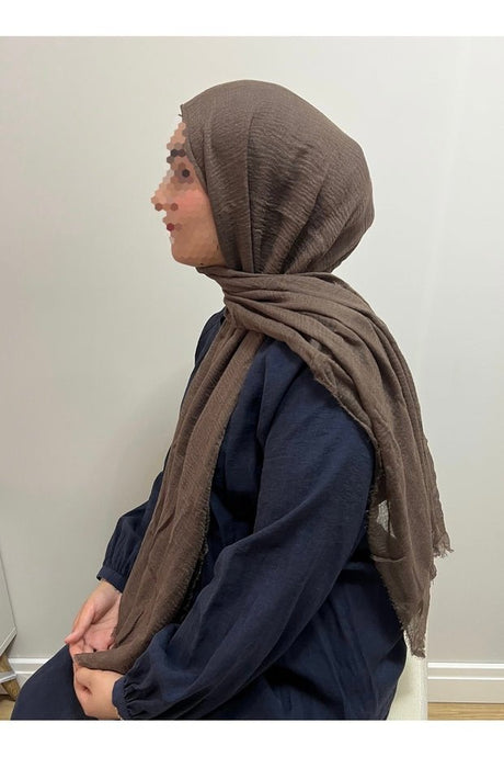 Dusty Coffee Crinkled Shawl - Soft & Breathable - TryAladdin