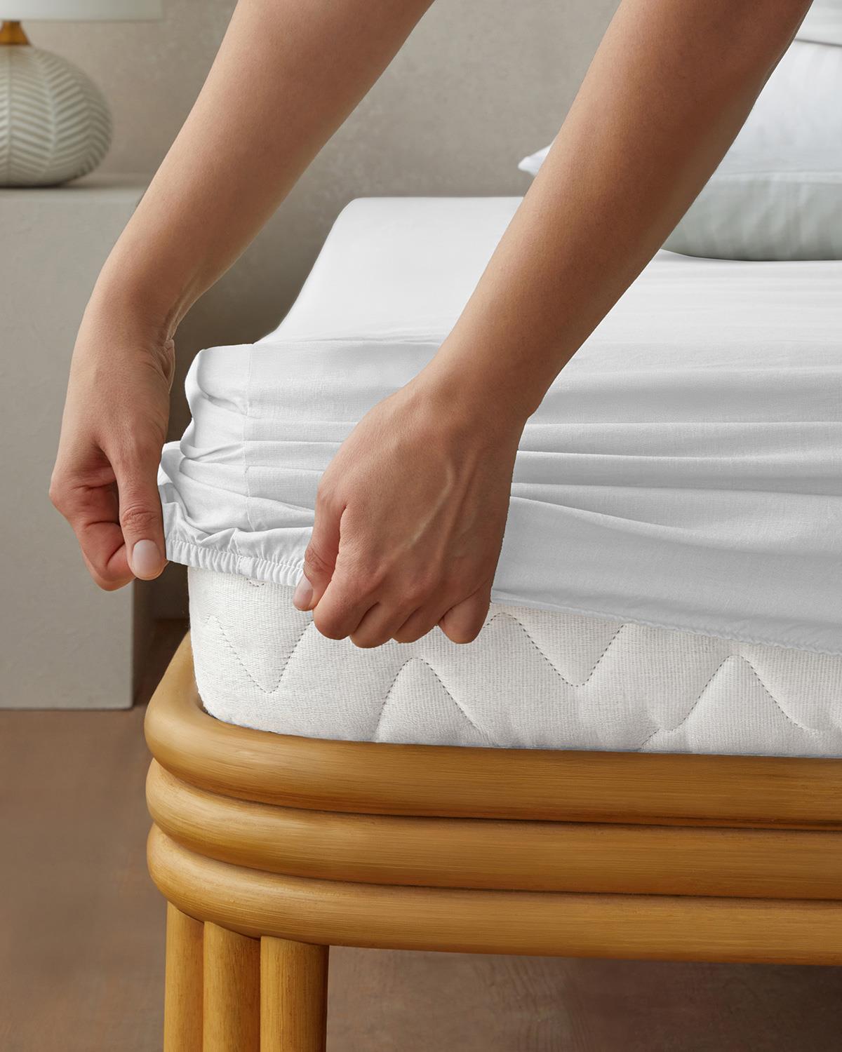 Professional-Grade-Cotton-King-Size-Fitted-Sheet-White