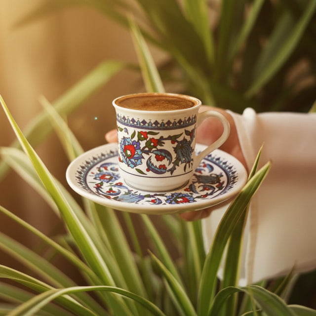 E Orient Premium Porcelain Turkish Coffee Cup Set - Topkapi Iznik Design - 2 Person - 4 Piece - TryAladdin