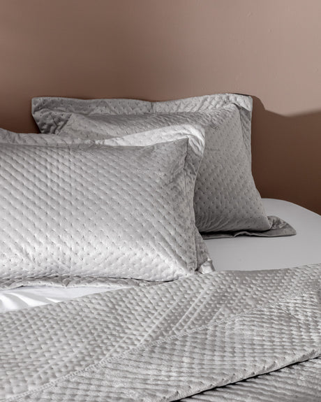 Boulogne Velvet Quilted Bedspread - Soft Double Bed Cover