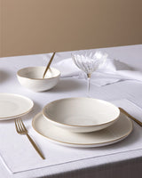 New Bone China 24-Piece Dinner Set - White & Gold Mirage