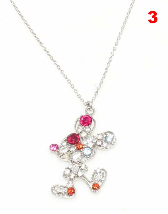 Sterling Silver Cute Mouse Necklace - Zircon Embellished