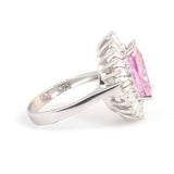 Premium 925 Sterling Silver Drop Pink Quartz Baguette Ring