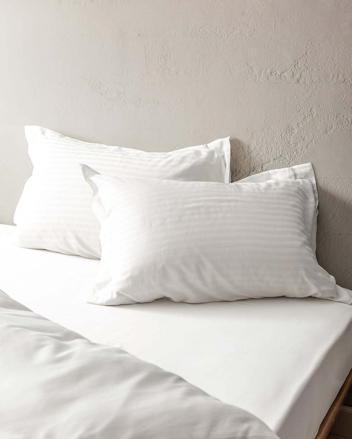 100% Cotton Sateen King Size Duvet Cover Set - Striped Ecru Design