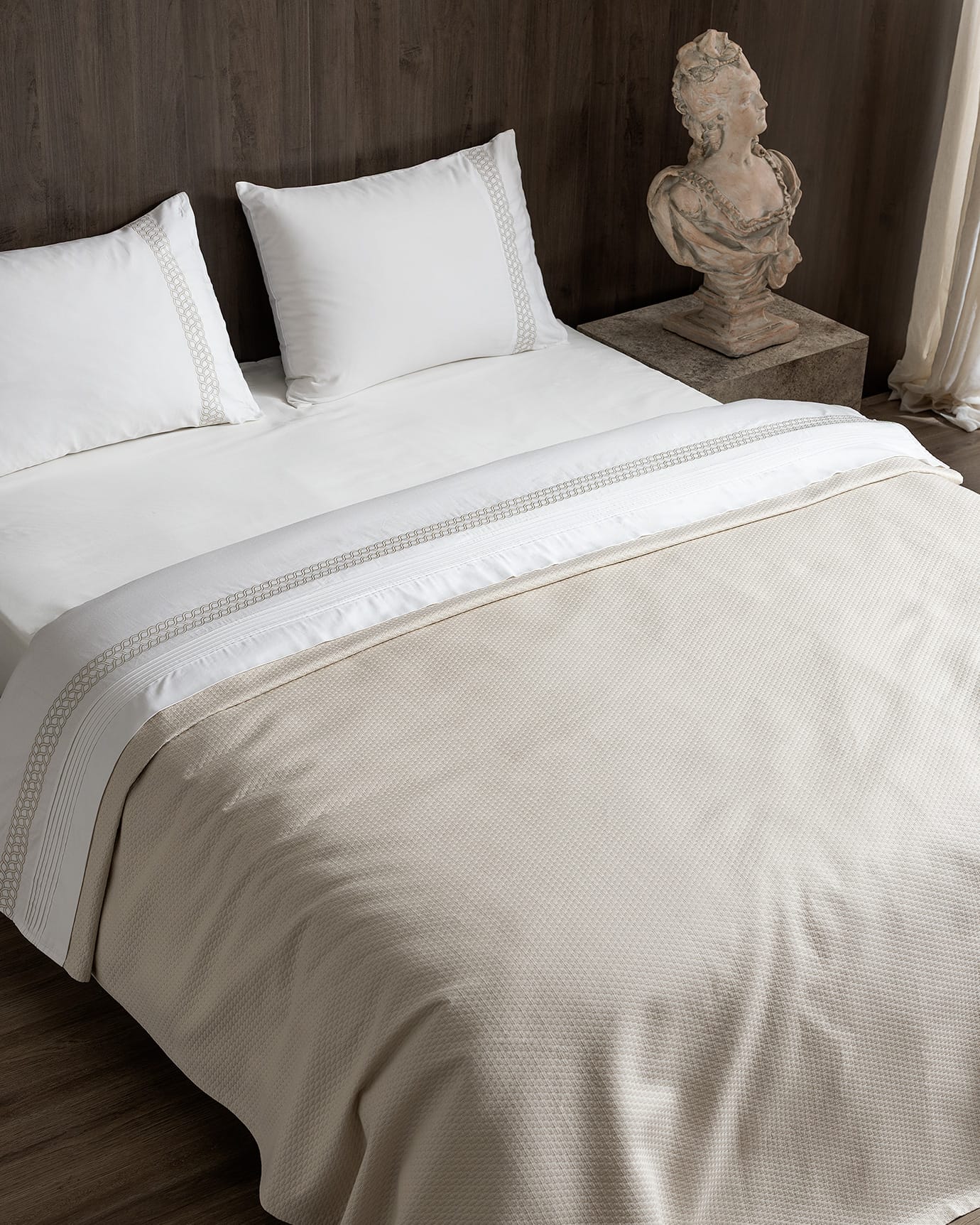 100% Cotton Double Pique Set - Elegant Embroidered Design