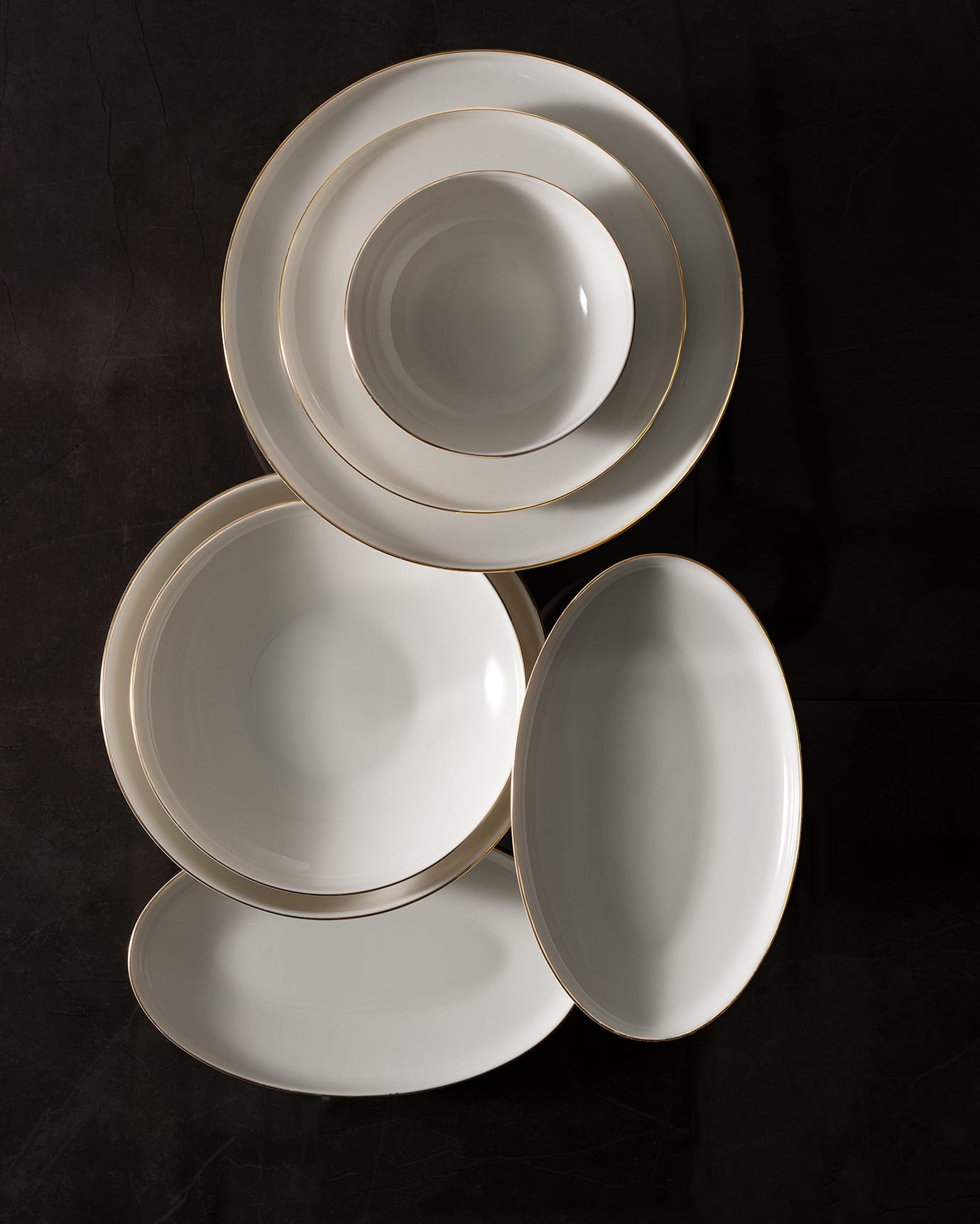 New Bone China 6-Person Dinner Set - White & Gold Elegance