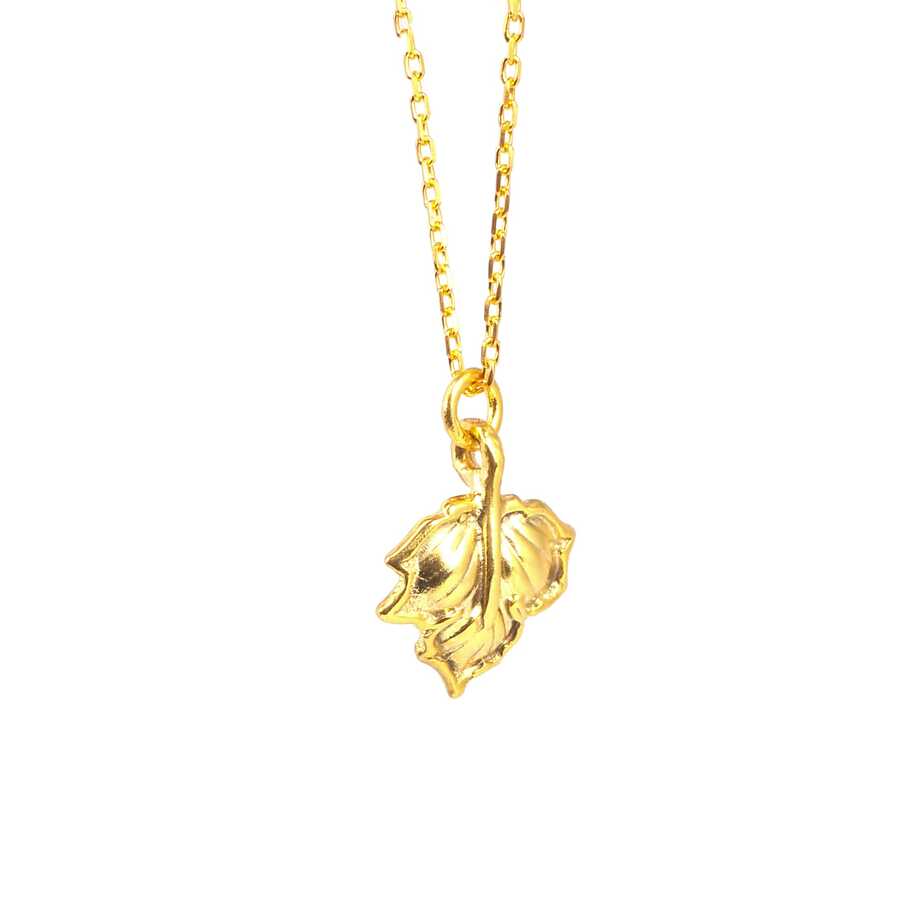 Collar con colgante de hoja de plátano estampada en plata de ley 925