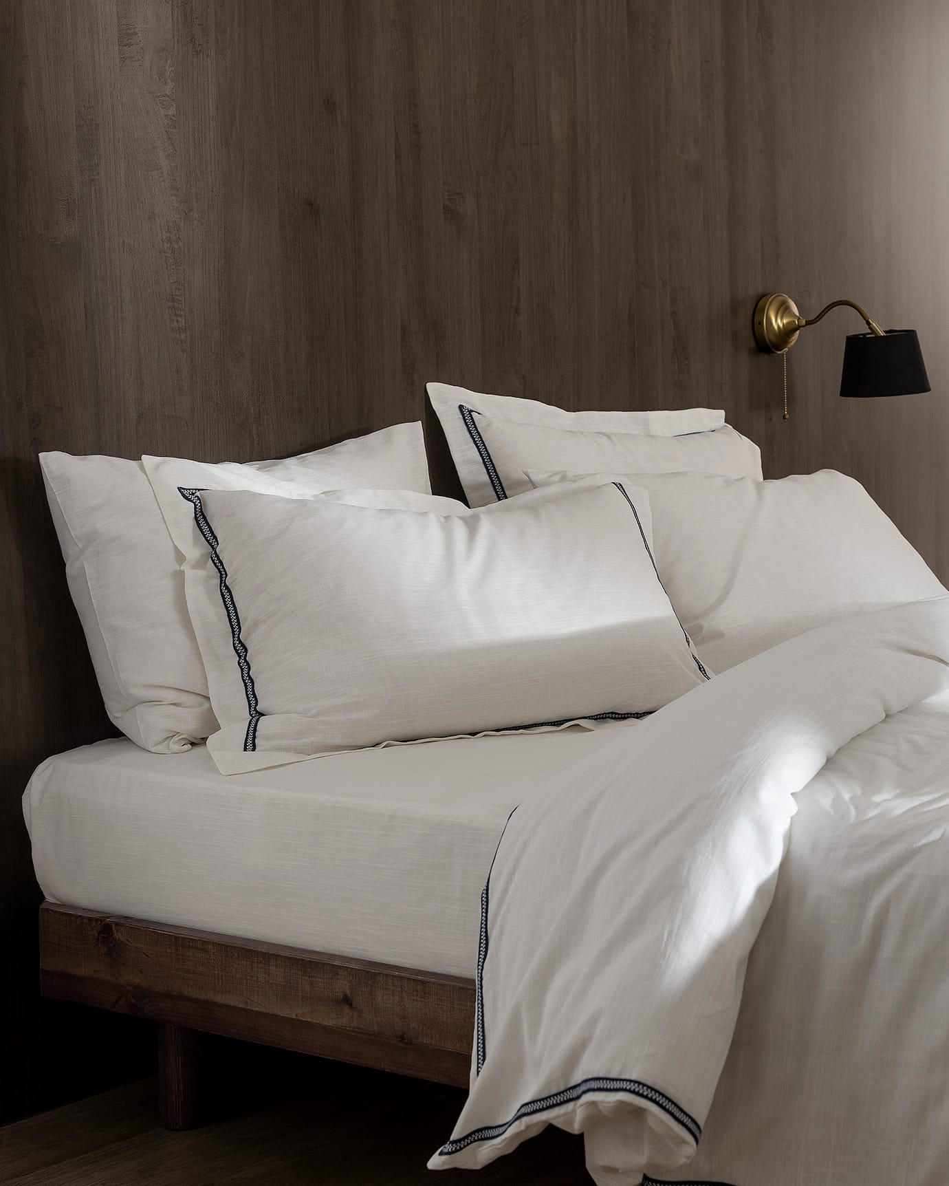 100% Cotton Double Duvet Cover Set - Washed Linen Look