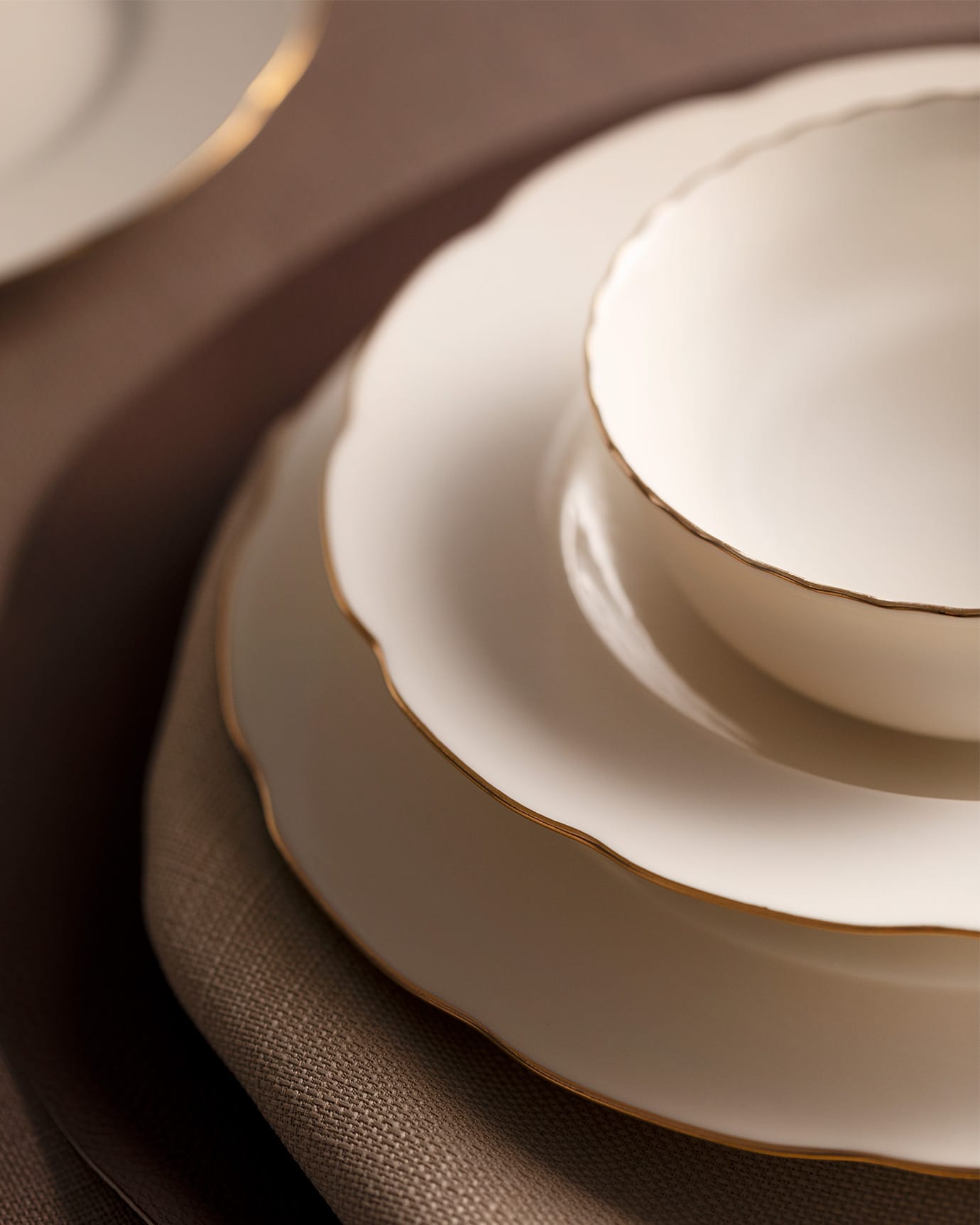 24-Piece White Dinnerware Set with Gold Trim for 6 People
