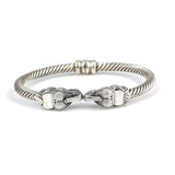Premium Sterling Silver Mens Elephant Head Twist Bracelet