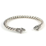 925 Sterling Silver Men's Bracelet - Bull Head Twisted Design