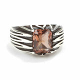 Bague rectangulaire Sultanite pour homme en argent sterling 925 de qualité supérieure