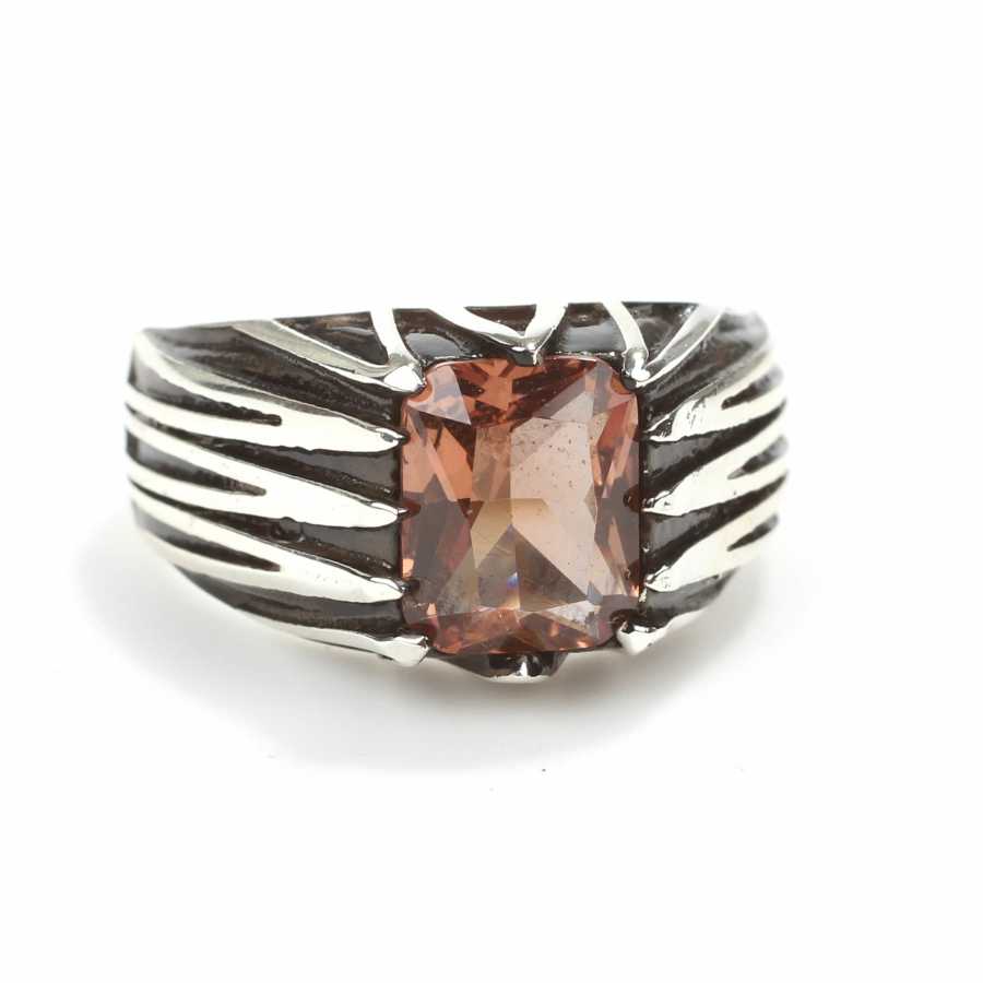 Bague rectangulaire Sultanite pour homme en argent sterling 925 de qualité supérieure
