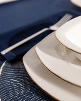 New Bone Porcelain 6-Person Dinnerware Set - White & Gold-Rimmed