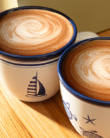Nouveau Set de 2 Tasses en Céramique Osseuse - Design Océan Marin