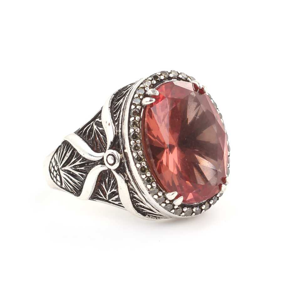 Premium Sterling Silver Oval Sultanite Men's Statement Ring