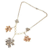 Elegant 925 Sterling Silver Five Flower Design Pendant Necklace