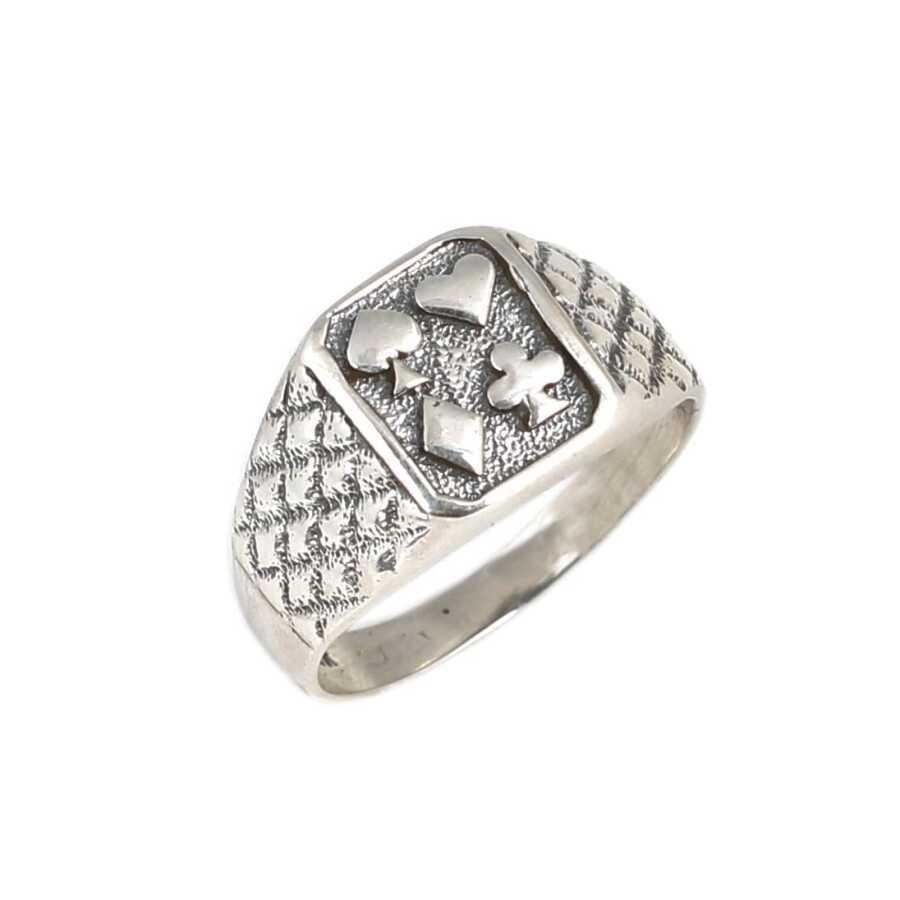 925 Sterling Silver Poker Symbol Ring - Game-Inspired Design