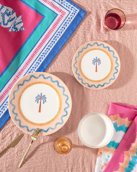 New Bone Porcelain 2-Person Dinner Set - Vibrant & Colorful