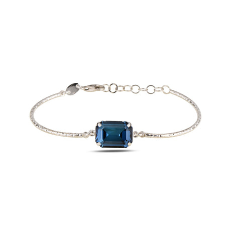 Emerald-Cut Crystal Statement Bracelet - Modern Oval Clasp Design