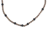Sterling Silver Onyx Ball Necklace - Intricate Beaded Design