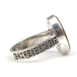 925 Sterling Silver Oval Tiger's Eye Ring - Engraved Band
