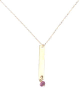 Elegant 925 Sterling Silver Lab-Created Ruby Bar Pendant Necklace