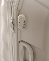 Large Beige Hardshell Rolling Travel Suitcase