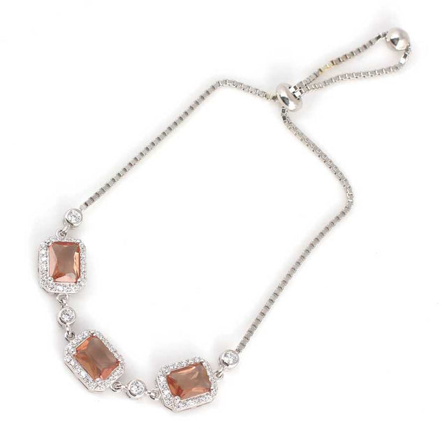 Professional Sterling Silver Rectangular Zultanite Triple Entourage Adjustable Bracelet