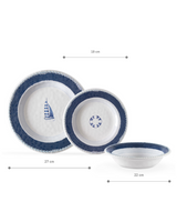 Melamine 18-Piece Dinnerware Set - Blue & White Design