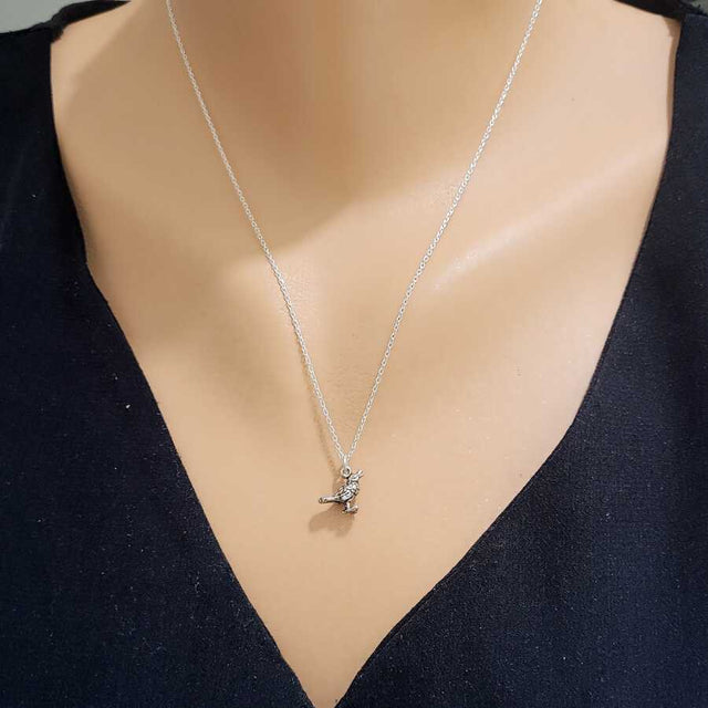 Elegant 925 Sterling Silver Sparrow Bird Necklace