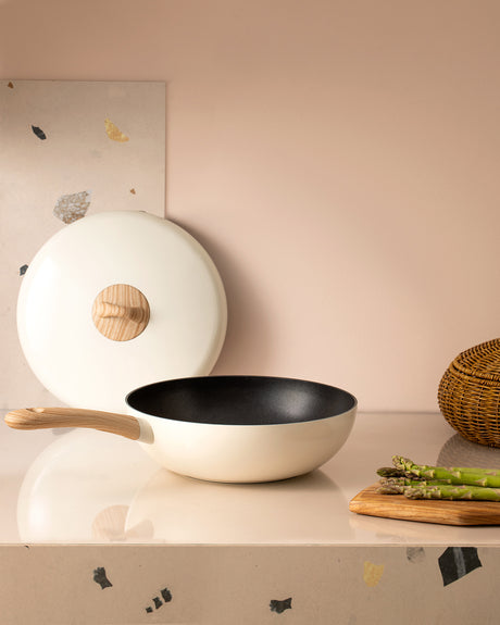 Manon 30cm White Wok Pan - Versatile Kitchen Cookware