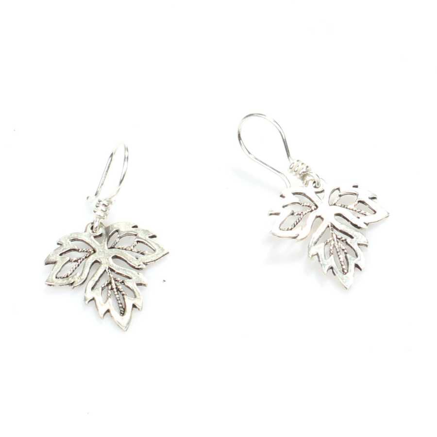925 Sterling Silver Earrings - Plane Leaf Filigree Design