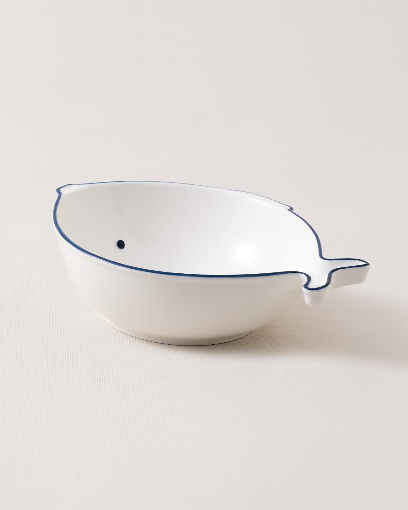 New Bone China Salad Bowl - Coastal Blue & White Design