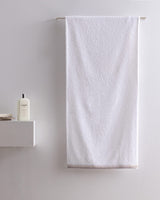 Serviette de bain en coton Topaze - Douce, absorbante et à séchage rapide, blanc/beige