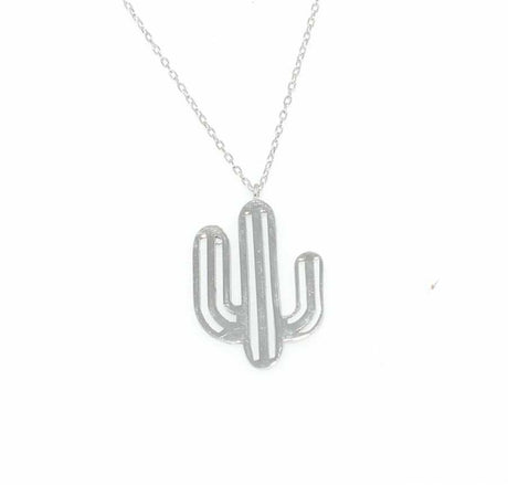 925 Sterling Silver Cactus Pendant Necklace - Elegant Nature-Inspired Style