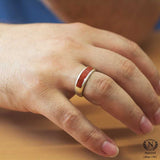 925 Sterling Silver Men's Wedding Band - Red Enamel Design