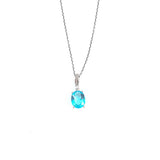 Premium 925 Sterling Silver Large Oval Aquamarine Necklace
