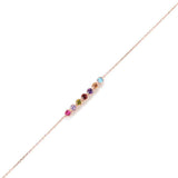 Premium 925 Sterling Rose Silver Colored Stone 7 Row Waterfall Bracelet