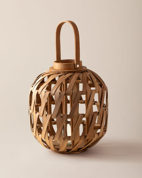 Alvia Natural Wood Lantern - Handcrafted Rustic Home Decor
