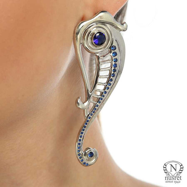 Premium 925 Sterling Silver Poseidon Horse Earring