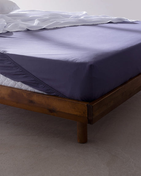 Premium King Size 100% Cotton Ranforce Fitted Sheet, Purple