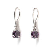 925 Sterling Silver Amethyst Dangle Earrings - Elegant Round Design